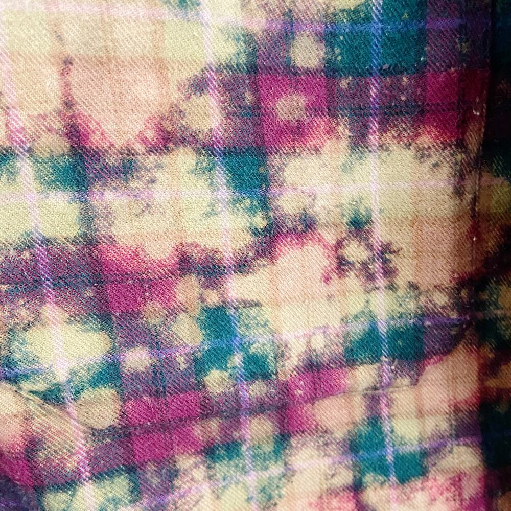 Vintage Flannel Custom Bleached Reverse Tie Dye - image 6